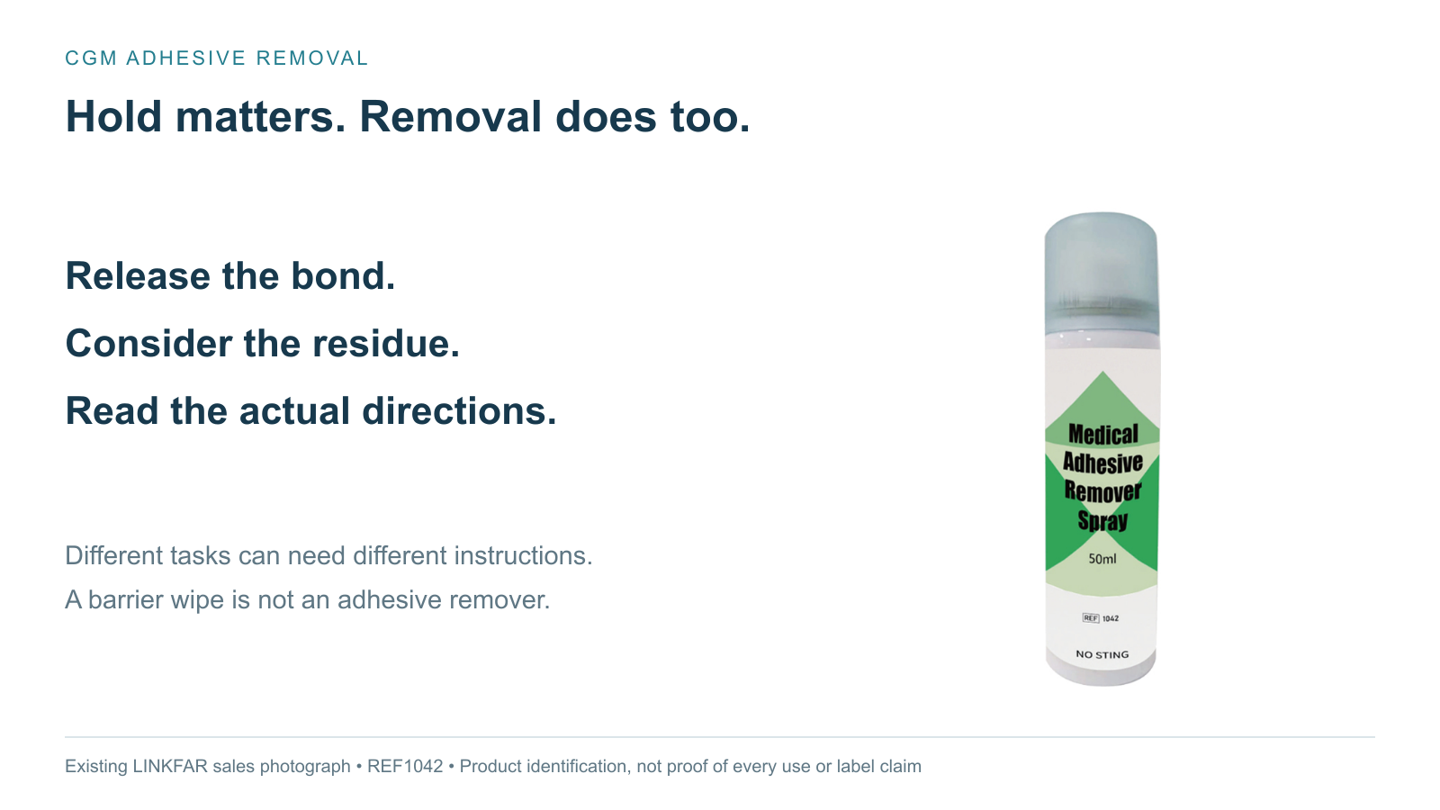 LINKFAR medical adhesive remover spray shown in existing sales artwork