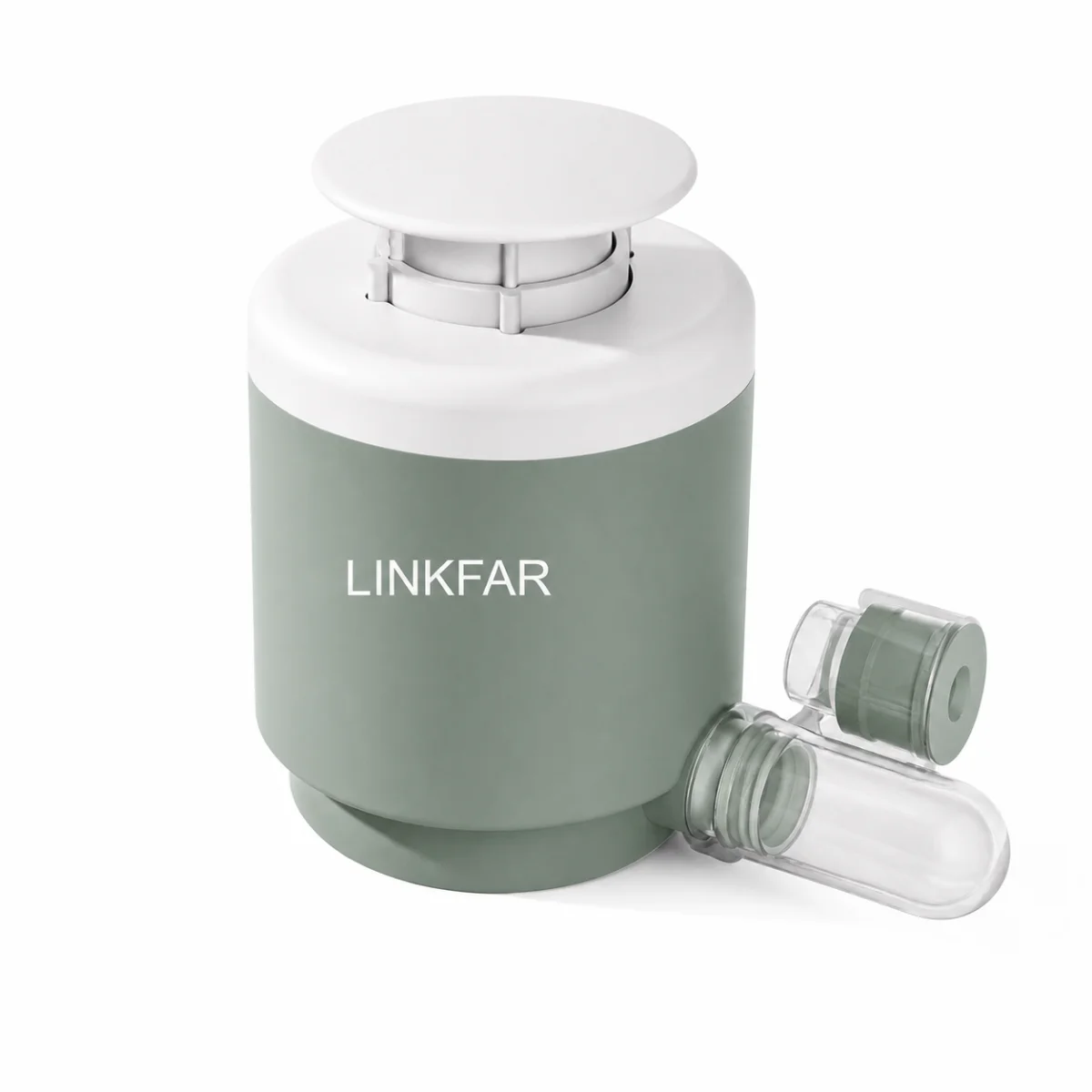 Concept illustration of the LINKFAR upper-arm blood collection device and sample tube; final configuration may differ.